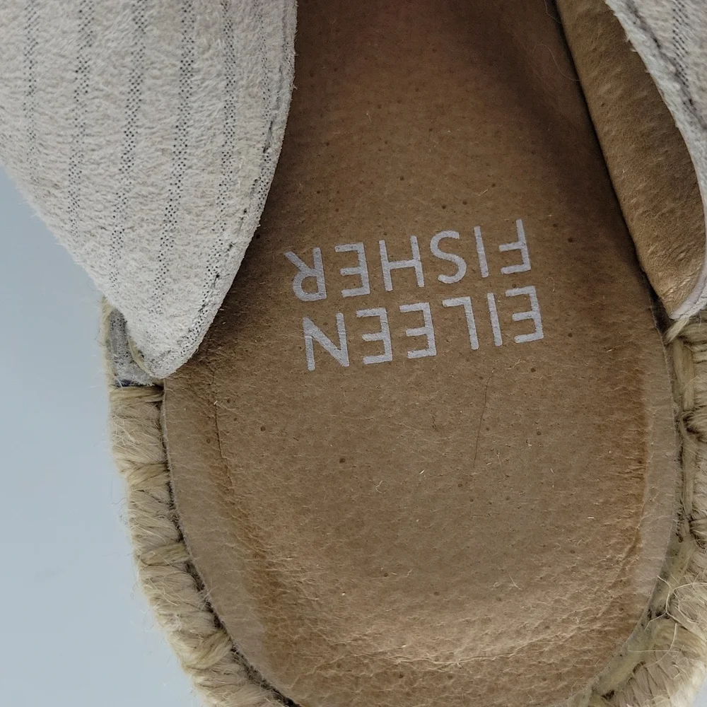 Eileen Fisher Willow Leather Espadrille Wedge Sandal Bone 8